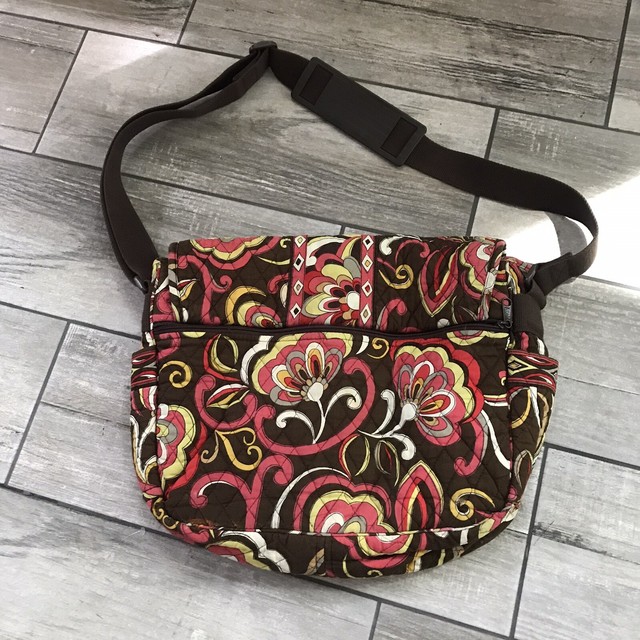 Vera Bradley Spring Pink MultiColor Floral Laptop Crossbody Messenger