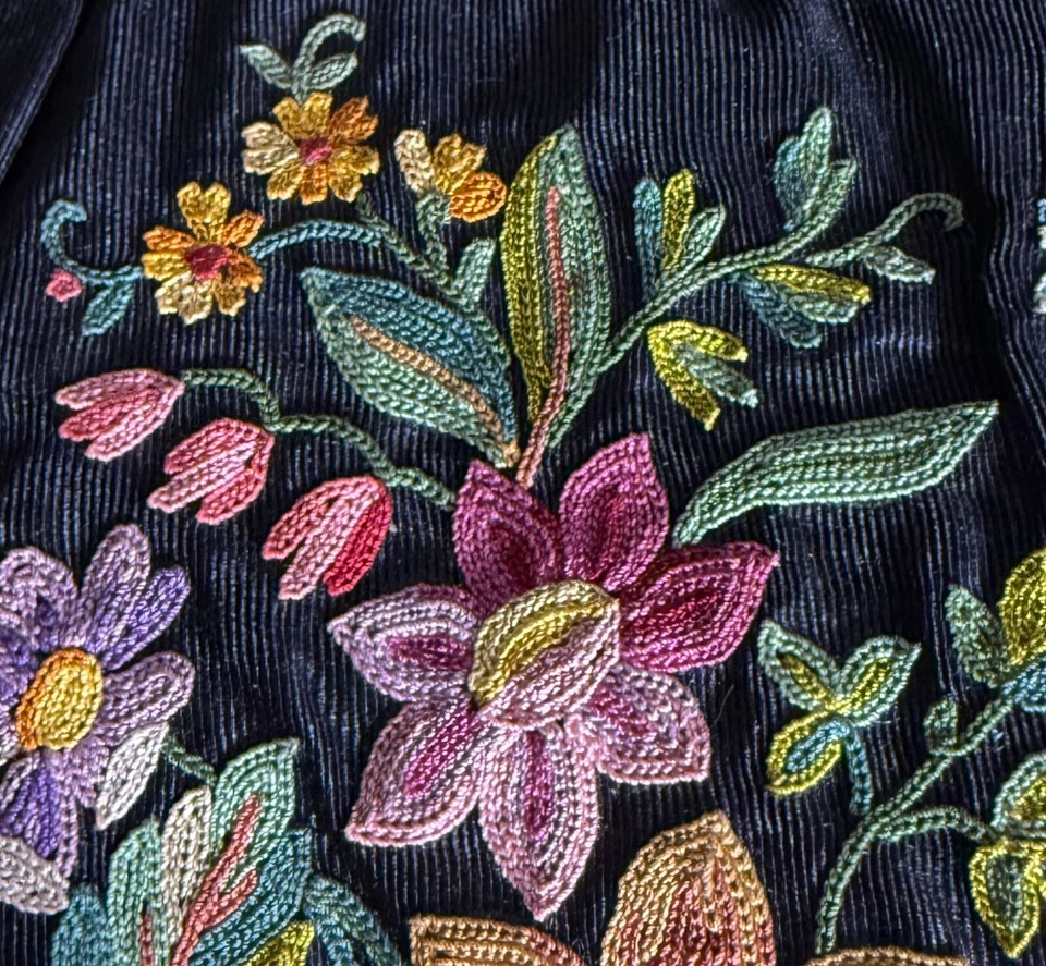 Antiguo bolso francés de noche con cuentas con bordado a mano Point de Beauvais ZZ358 Foto 4 de 4