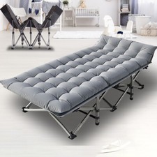 SLSY Folding Camping Bed 2-Layer Oxford Wide Cots Sleeping Cots w/Carry Bag Mat
