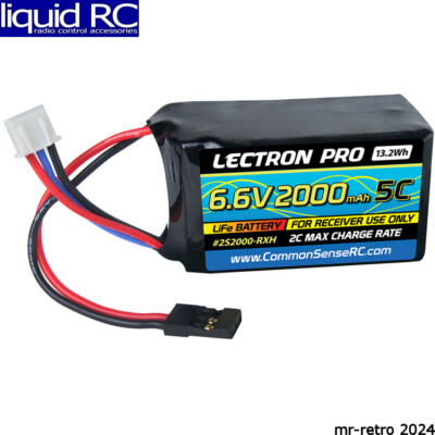 Common Sense RC 2S2000-RXH Lectron Pro 6.6v 2000mah 5c Life Receiver Hump Pack