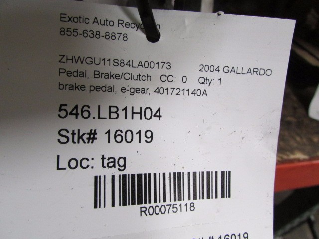 Lamborghini Gallardo, Brake Pedal, E-Gear, Used, P/N 401721140A