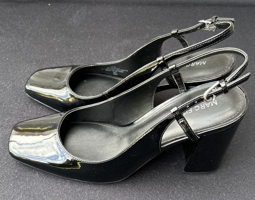 MARC FISHER Slingbacks neri in ecopelle verniciata taglia 9,5M nuovi senza etichette - Foto 9 di 13
