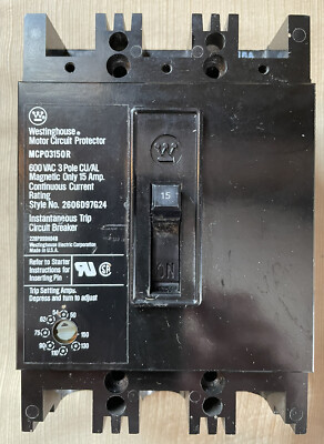 WESTINGHOUSE MCP03150R 3-POLE 15A MOTOR CIRCUIT PROTECTOR CIRCUIT BREAKER 600VAC