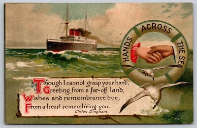 Hands Across the Sea - Clifton Bingham Verse 1907-1909 Postcard