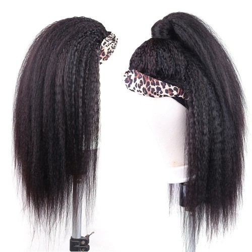 Kinky Straight Headband Wig Human Hair Wig Full Machine Made Wig for Black Women - Picture 3 of 14
