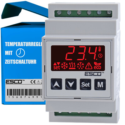 TEMPERATURREGLER mit Zeitschaltuhr Thermostat RTC 2 Temperaturen Tag Nachtstrom