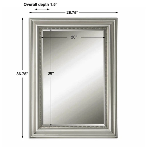 UTTERMOST 12005 B STUART VANITY MIRROR WITH ELEGANT SILVER LEAF WOOD FRAME DECOR - Picture 4 of 6