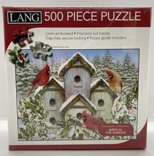 “BIRDS IN THE GARDEN” Lang 500 Piece Puzzle Cardinal Birdhouse New Sealed