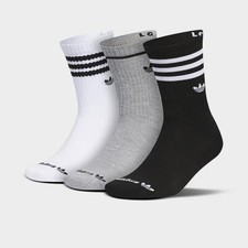 sz L Adidas Originals Roller 3.0 3Pk Crew Socks Black/Grey/White IR1075 new