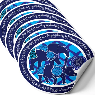 FUNGIFTCORNER Feng Shui Amulet Sticker with Blue Rhino and Elephant Symbol of Protection 5 Pcs