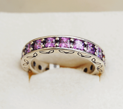 Genuine Pandora Silver Ring "Purple Infinity", Stackable - 190894CFP Size 54 - Picture 2 of 3