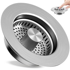 Kitchen Sink Drain Strainer 3 in 1, 304 Stainless Steel Pop Up Sink Stopper, ...