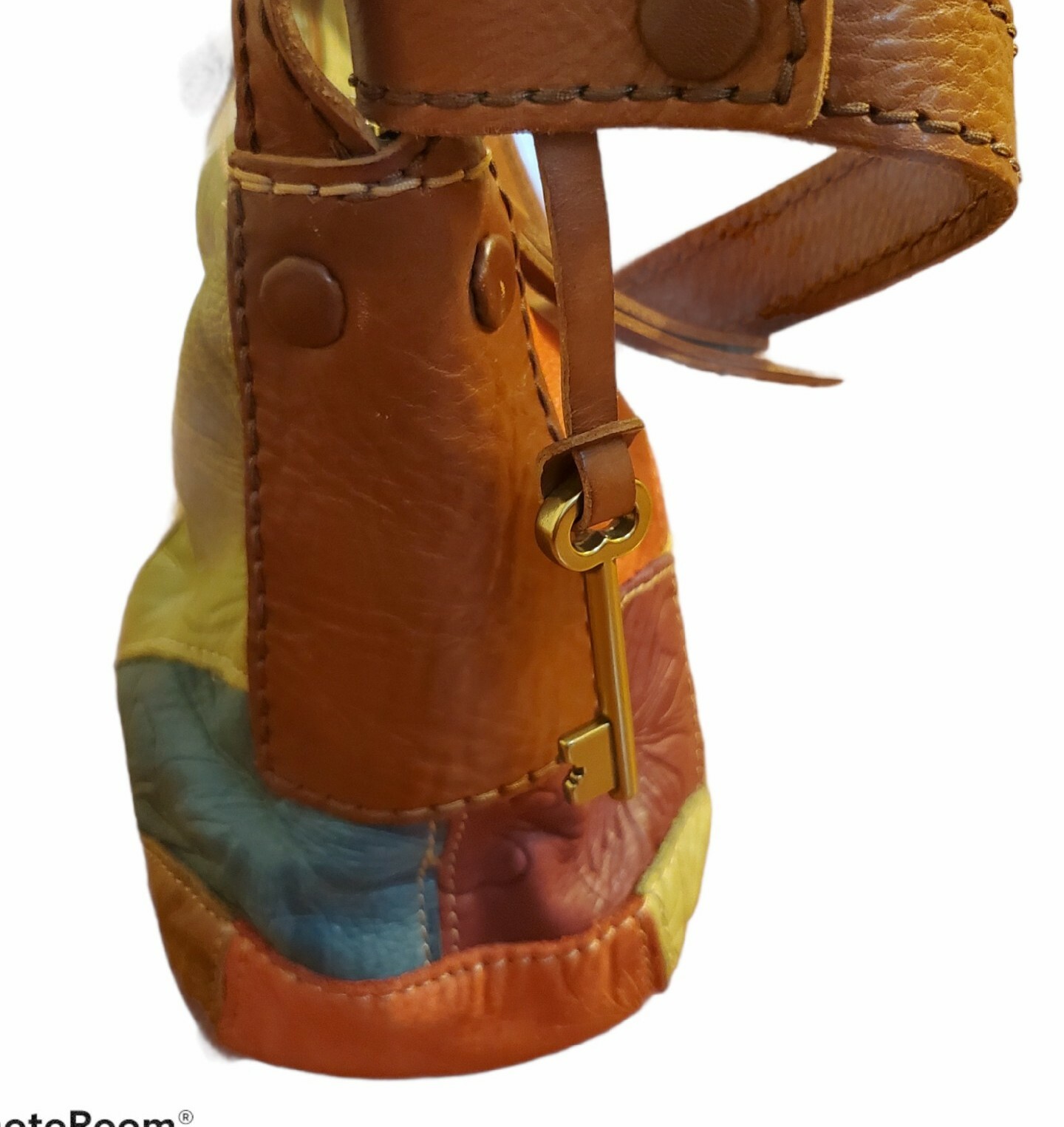 Fossil Patchwork Hobo Handbag Leather Floral Bohe… - image 6