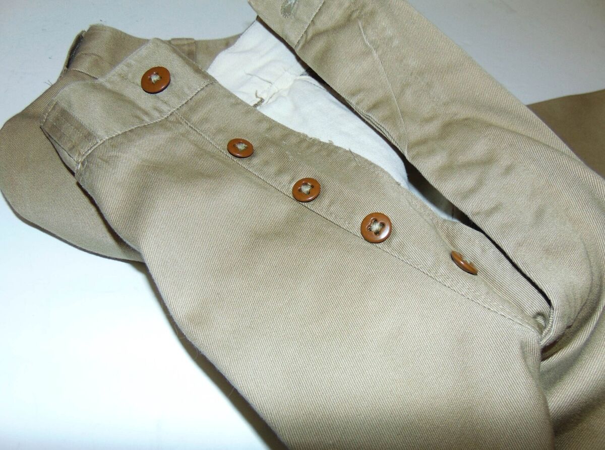 Post WWII 1950's U.S.Army Khaki Chino Pants 30x27, Button Post WWII 1950's U.S.Army Khaki Chino Pants 30x27, Button