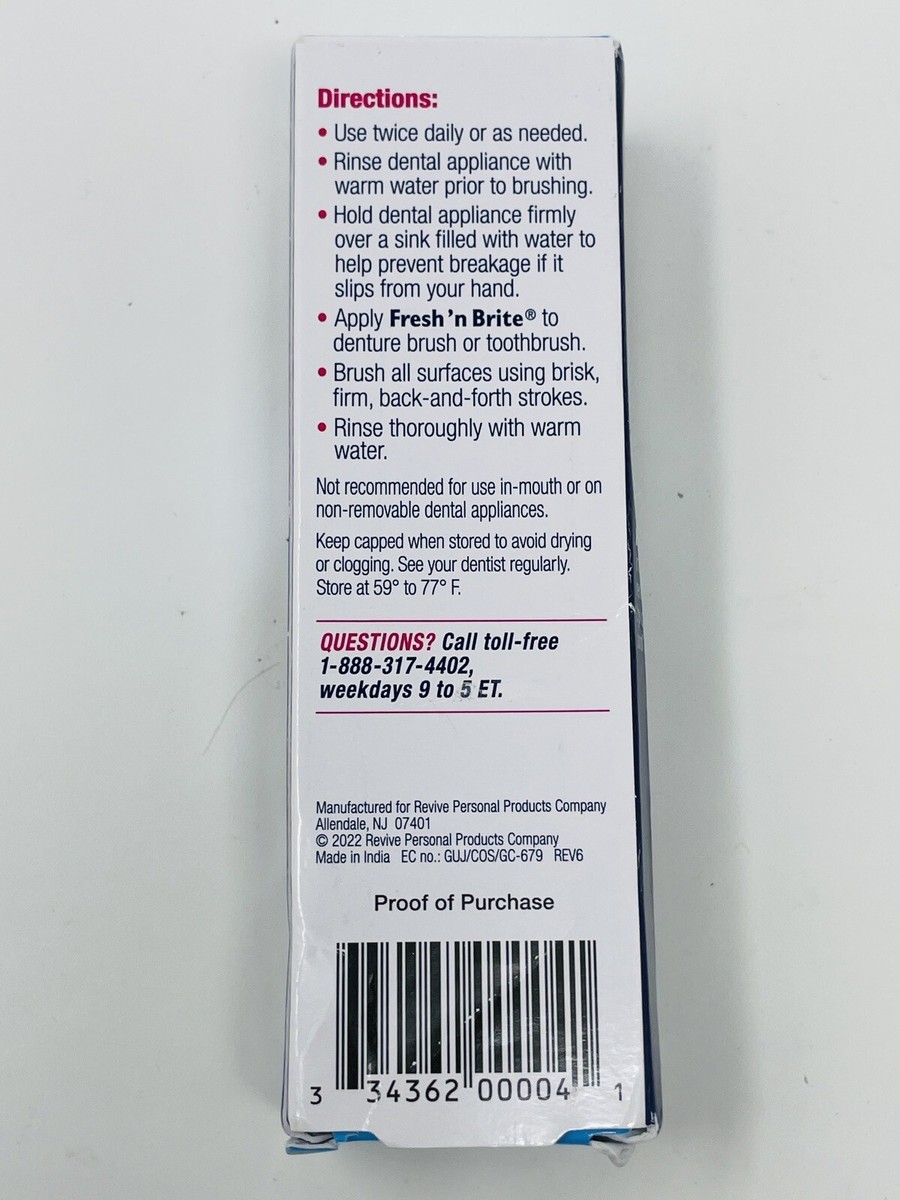 1 Tube Fresh N Brite Denture Cleaning Paste 3.8oz | eBay