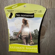 No Nonsense Ultimate Shaper Size XL Black Butt Lift Slim Tummy New USA Made