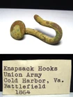 Cold Harbor VA Virginia Civil War Relic Dug Union Knapsack J Hook Brass