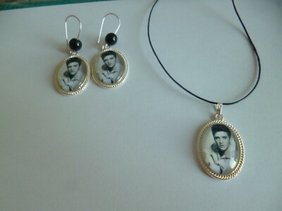 silberschmuck halskette ohrringe cabochon elvis 18*25mm