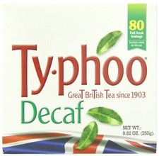 Typhoo Decaf British Tea 80 Count Foil Fresh Teabags Gluten Free 160g