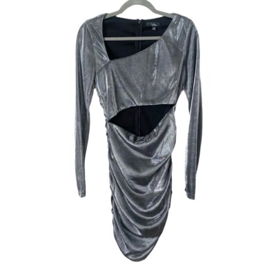 NWT Lulu s Night at the Club Silver Metallic Cutout Bodycon Mini Dress Size M
