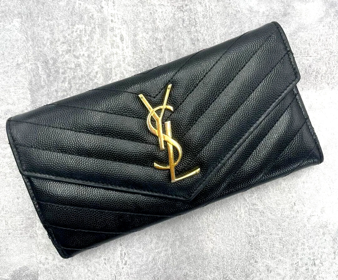 Ventileren Briesje Marine Saint Laurent Long Wallet YSL Monogram Large Flap Black Leather Cassandra Gold | eBay Ventileren Briesje Marine Saint Laurent Long Wallet YSL Monogram Large Flap Black Leather Cassandra Gold | eBay