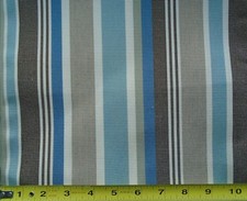 Brown Tan Teal Ivory Blue Stripe Upholstery Fabric
