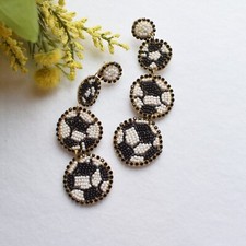 Soccer Earring Sports Earrings , Beaded Earrings, Gift ideas  866Soccer