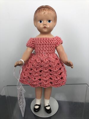 5.5  Antique Vintage Effanbee Doll All Compo  Wee Patsy  Cute Crotchet Dress SF2