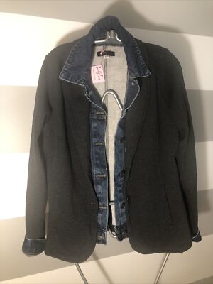 Pearly Vine Women Gray Jacket Blazer With Denim, Sweatshirt Denim M $219