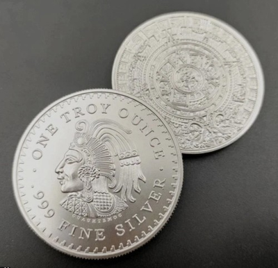 #ad 1 oz Aztec Calendar Silver Round .999 fine Silver Bullion 1 Troy Ounce $15.99