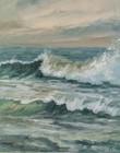 ORIGINAL Oil Painting Impressionism Moody Ocean Waves 8"x10"
