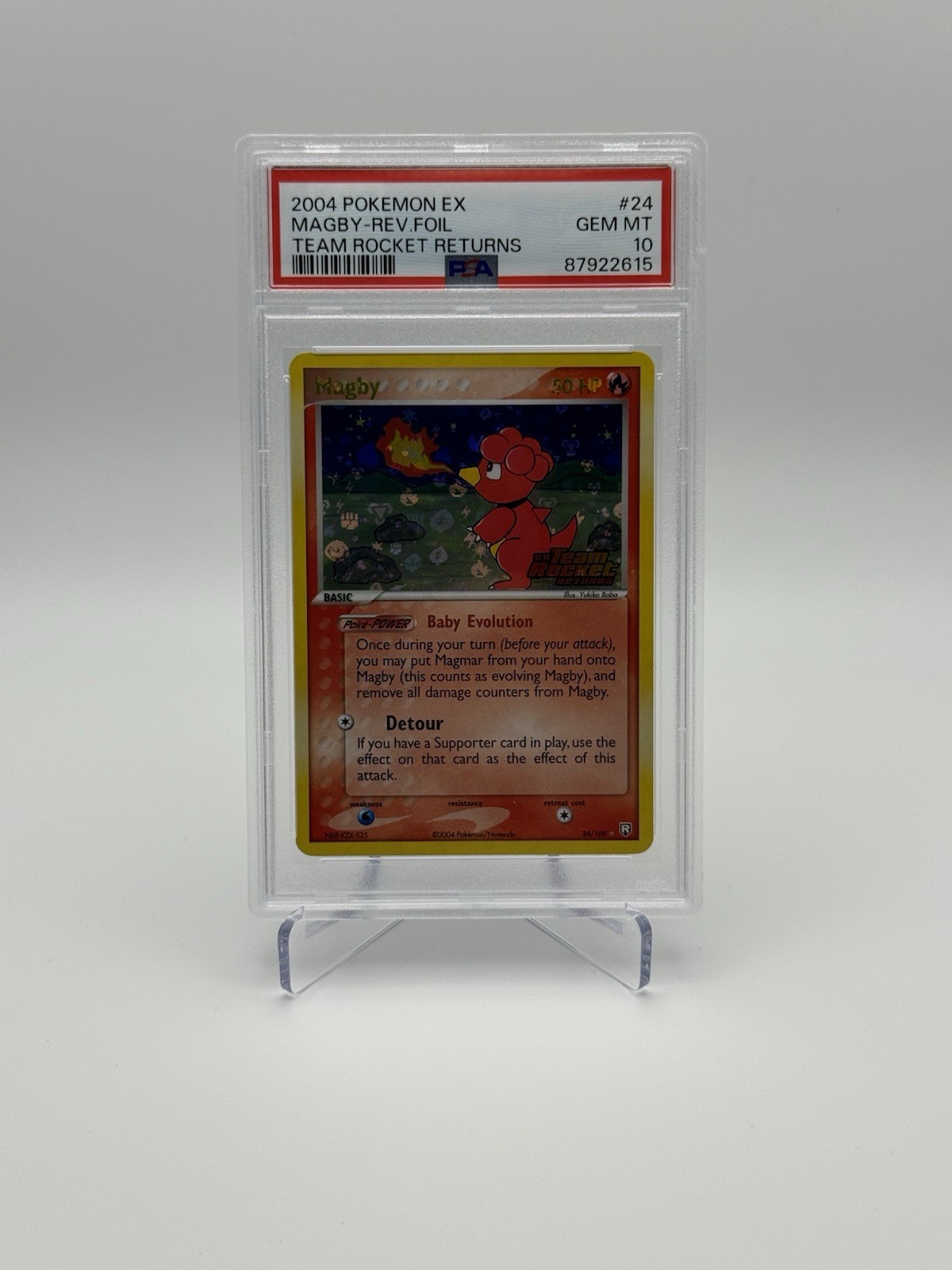 Pokémon TCG PSA 10 Magby 24/109 EX Team Rocket Returns Reverse Holo Rare POP 19