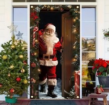 Christmas Door Cover - Santa Claus 35 X 71 Inch Holiday Banner for Party Decorat
