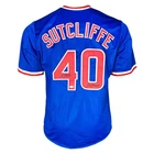 Rick Sutcliffe Signed Red Baron Inscription Chicago Blue Baseball Jersey (Becket