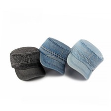 Casquette Baseball Homme En Denim Réglable Style Militaire Plate
