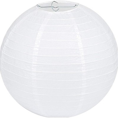 Lampenschirm Rund Weiß Papier Laterne Classic Bamboo Style Gerippter Lampensc...