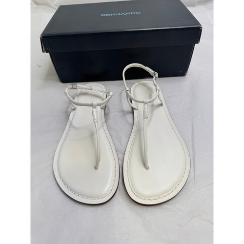 Bernardo Women’s Lilly White Calf Thong Ankle Strap Flat Sandals US Size 8.5 - 第 4/8 張圖片