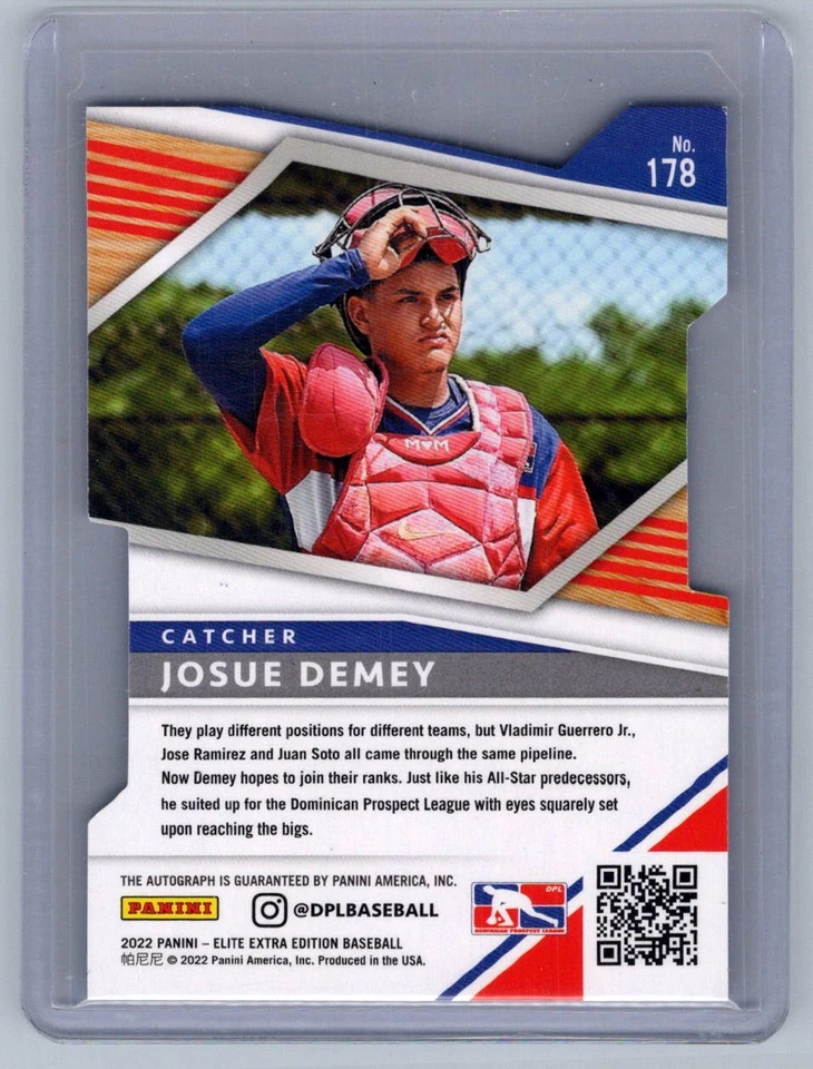 2022 Panini Elite Extra Edition Blue Die Cut Josue Demey Auto /78 - Image 2 of 2