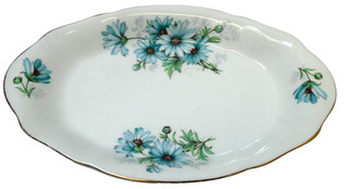 VINTAGE ROYAL ALBERT MARGUERITE FLORAL GILT DISH PLATE BONE CHINA PORCELAIN