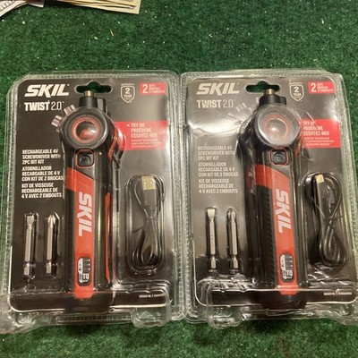 Lot Of 2 SKIL Twist 2.0 Rechargeable 4V Screwdriver With Pivoting Head,