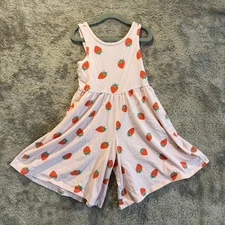 Tucker + Tate Pink Strawberry Print Wide Leg Romper Jumpsuit Smocked Back 3 3T