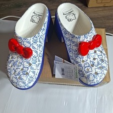 Crocs Hello Kitty WomenPlatform Siren Clogs With Red Bows Blue White Women's 11