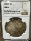 1881-S Morgan Dollar NGC MS 64 Silver Dollar Toned