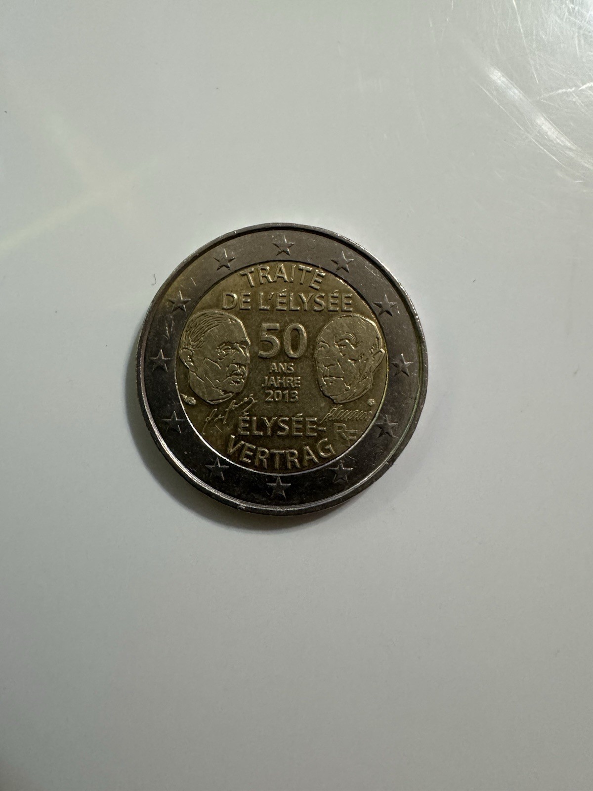 pièce de 2 euros 50 ANS TRAITÉ DE L'ÉLYSÉE 1963-2013