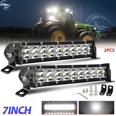 2X7'' 36000LM Dual Row LED Work Light Bar Spot Flood Combo Driving Fog SUV Truck