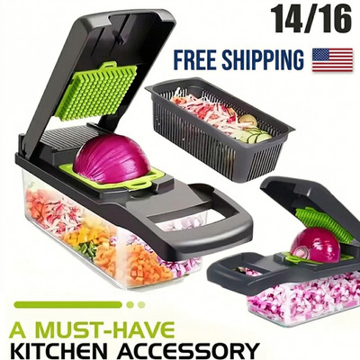 16-In-1 Vegetable Fruit Chopper Cutter Food Onion Veggie Dicer Slicer Kitchen