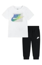 Nike Boys Little Kids' Futura Block Short T-Shirt/Joggers Set BLACK/WHITE, 6 