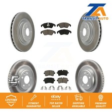 [Front+Rear] Coated Disc Brake Rotors And Ceramic Pad Kit For Audi A6 Quattro A7
