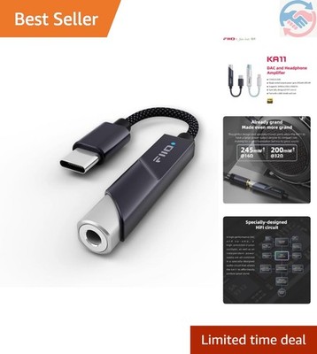 KA11 USB C to 3.5mm Audio Adapter 32bit/384KHz, USB Type C Dongle HiFi DAC Am...