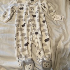 Carter  s Baby Sheep Print Zip Cotton Sleep  Play Pajamas Ivory 